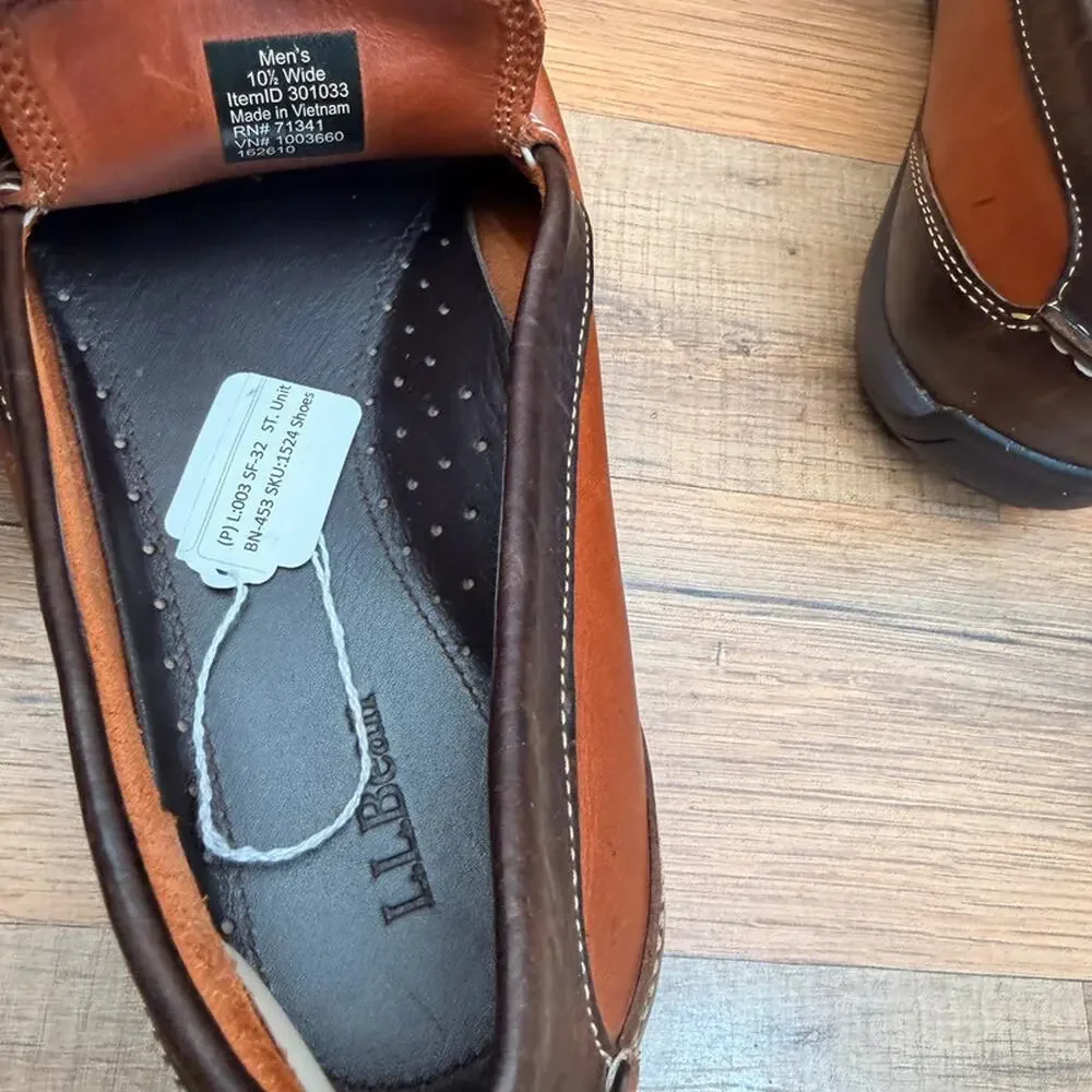 LL Bean Size 10.5 Brown Two Tone Brown Slip On Driving Shoes Loafers shoes